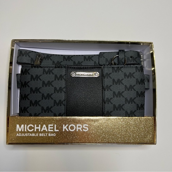 Michael Kors Adjustable Belt Waist Bag, Fanny Pack Black Gray  S/M - Picture 1 of 1